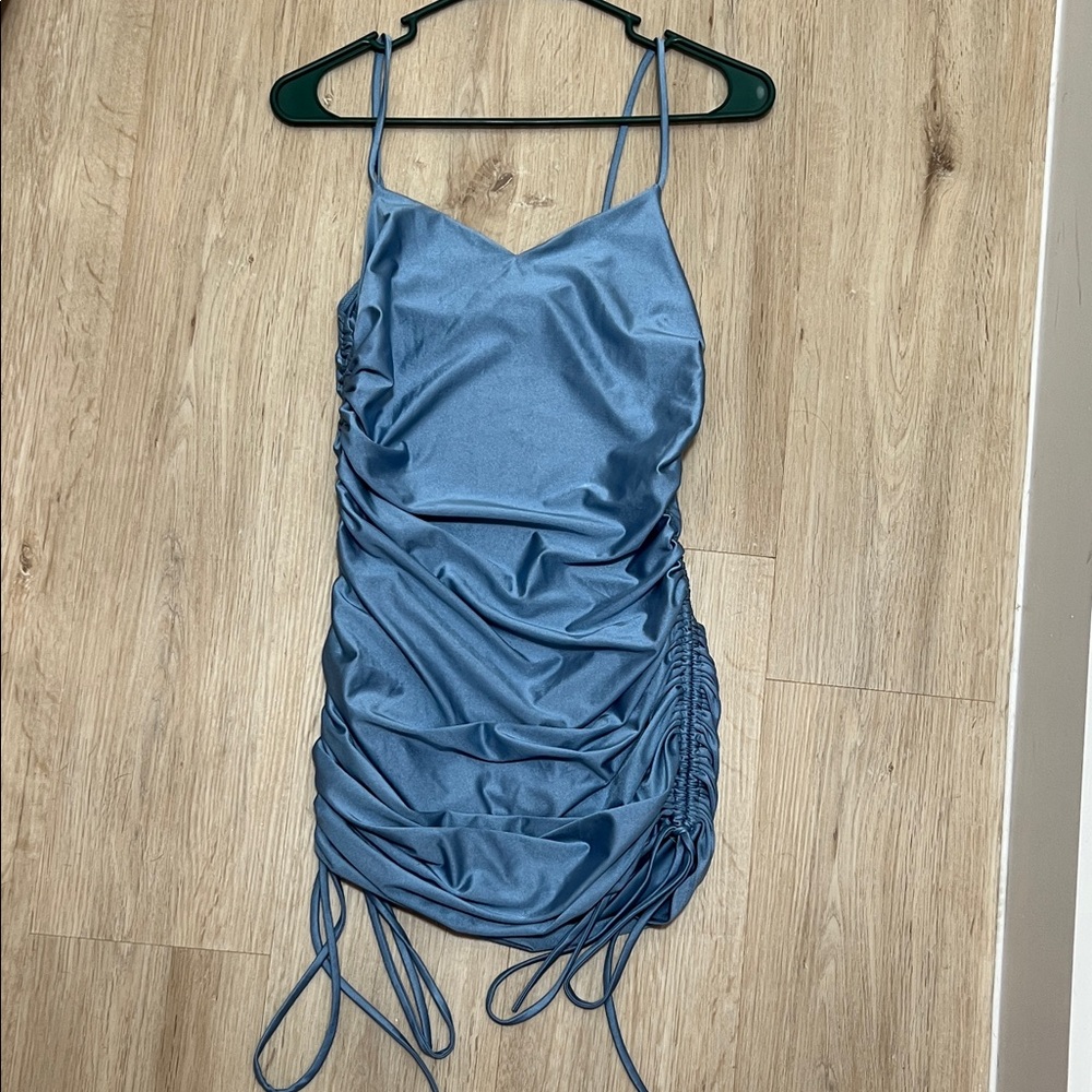 Elegant Blue Ruched Dress